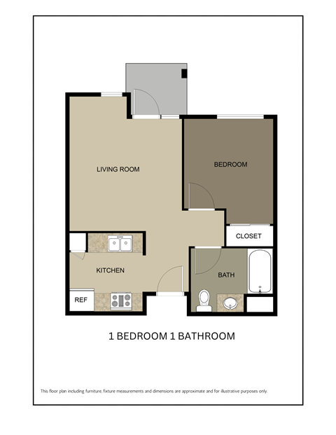 San Lucas Apartments One Bedroom Floorplan